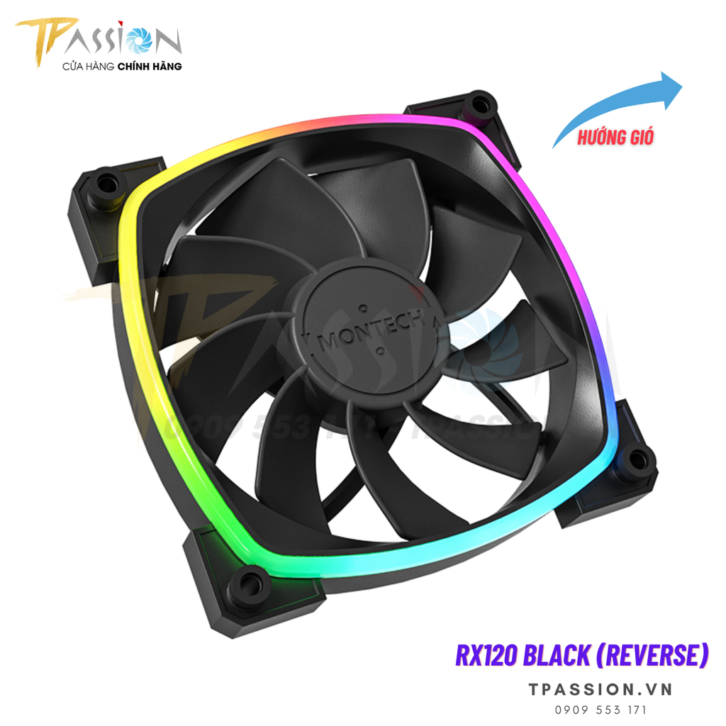 Quạt tản nhiệt Montech AX120 | RX120 PWM  |  REVERSE LED viền ARGB
