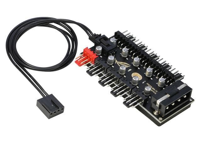 HUB ROG chia 10 cổng Fan Case 4 pin PWM có nguồn phụ SATA | MOLEX