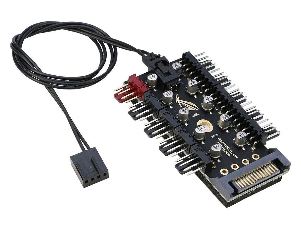 HUB ROG chia 10 cổng Fan Case 4 pin PWM có nguồn phụ SATA | MOLEX