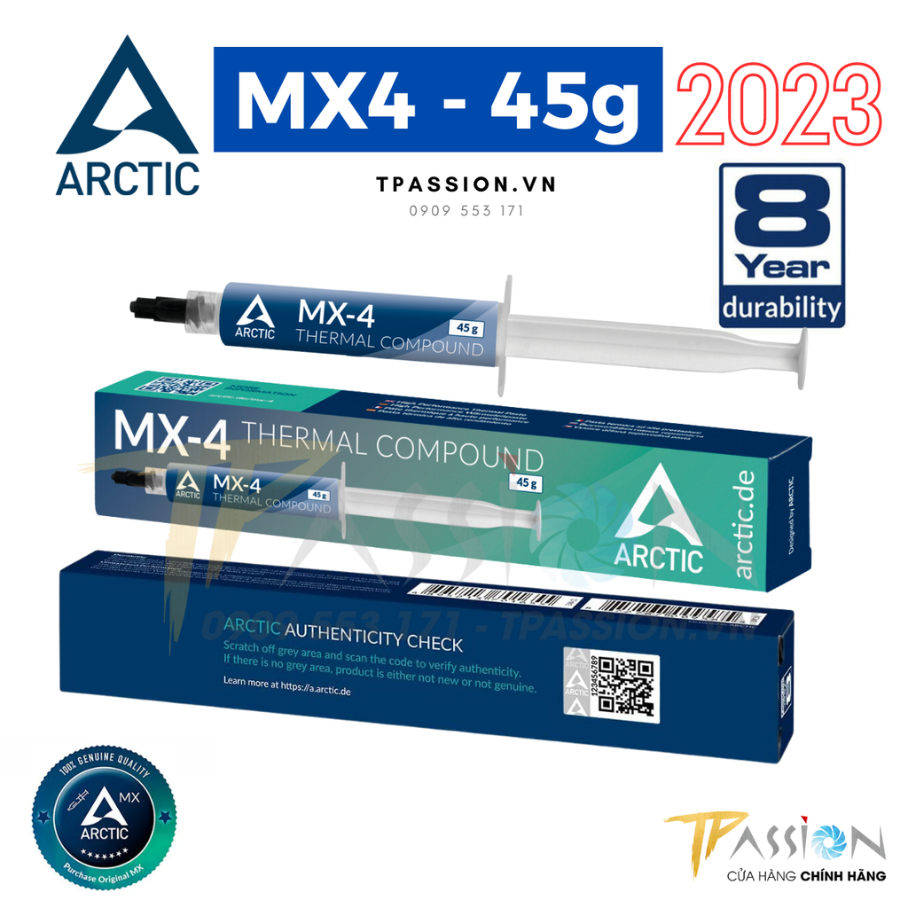 Keo tản nhiệt Arctic MX4 45g ( ACTCP00024A ) - Chính hãng QR Serial Check, Mẫu mới năm 2025