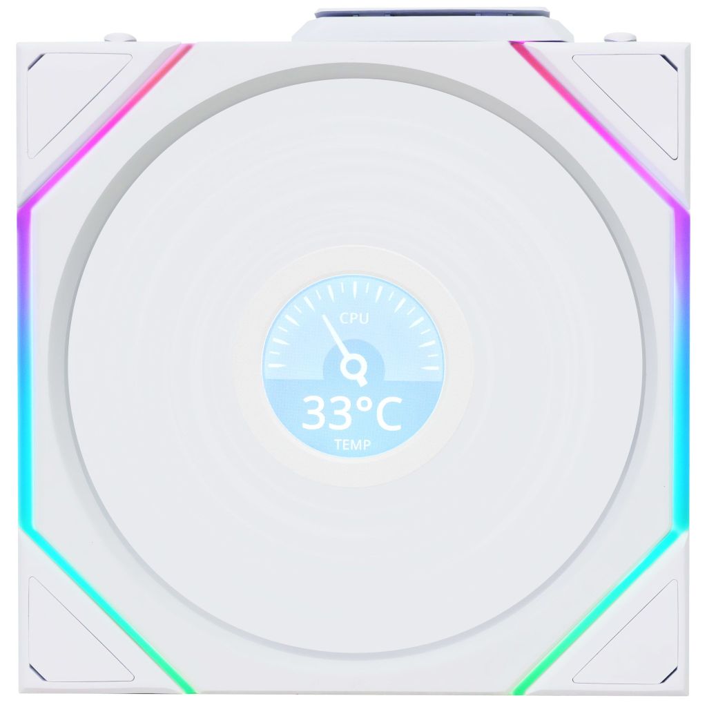 Fan Case LIAN LI UNI FAN TL WIRELESS LCD 120 REVERSE | TRIPPLE PACK - WHITE (BỘ 3 CÁI KÈM HUB USB - CÁNH NGƯỢC)