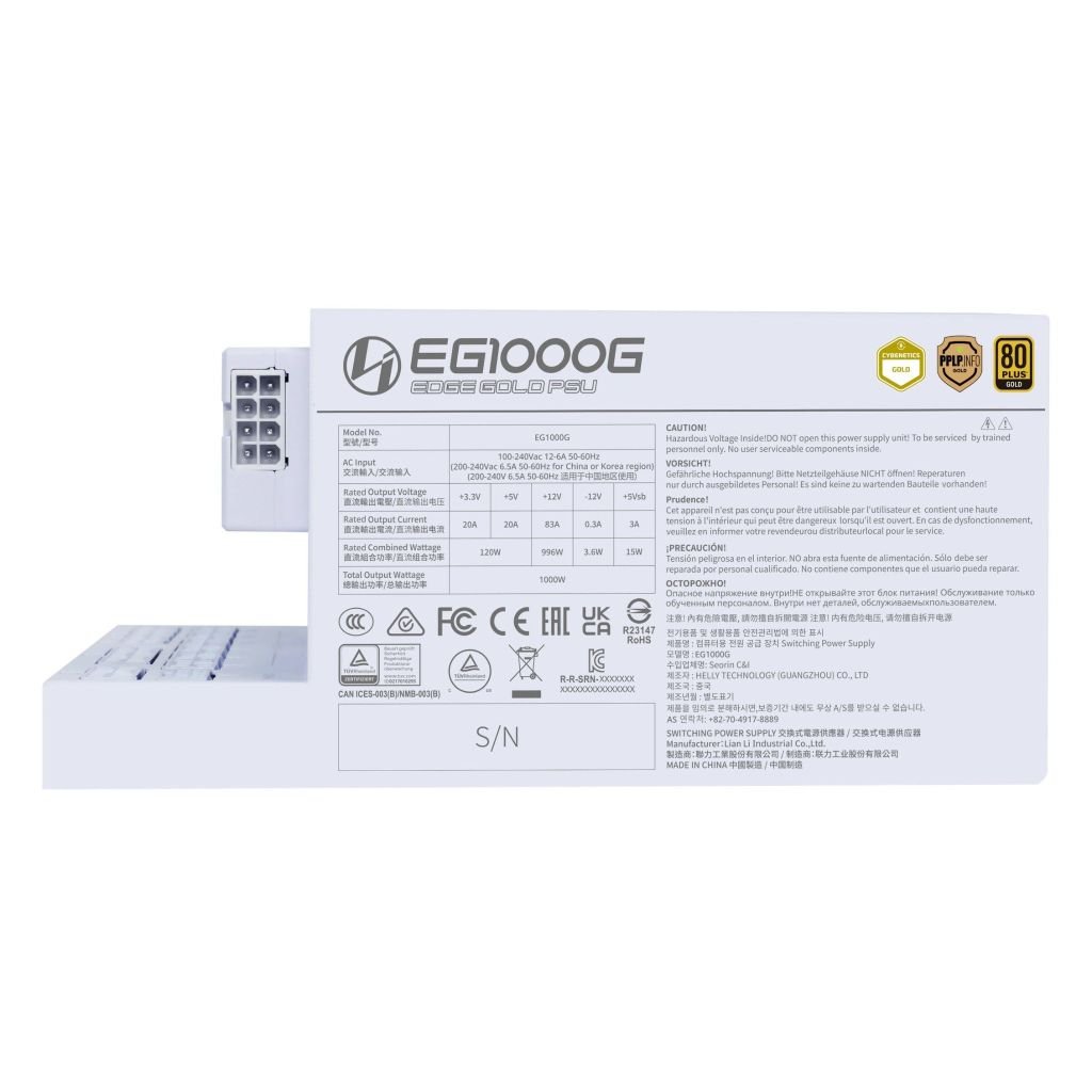 Nguồn PSU LIAN LI EDGE GOLD EG1000G - 1000W - WHITE (Kèm USB & PWM HUB/ATX3.1/80+GOLD/PCIe5.1)