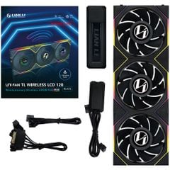 Fan Case LIAN LI UNI FAN TL WIRELESS LCD 120 REVERSE | TRIPPLE PACK - BLACK (BỘ 3 CÁI KÈM HUB USB - CÁNH NGƯỢC)