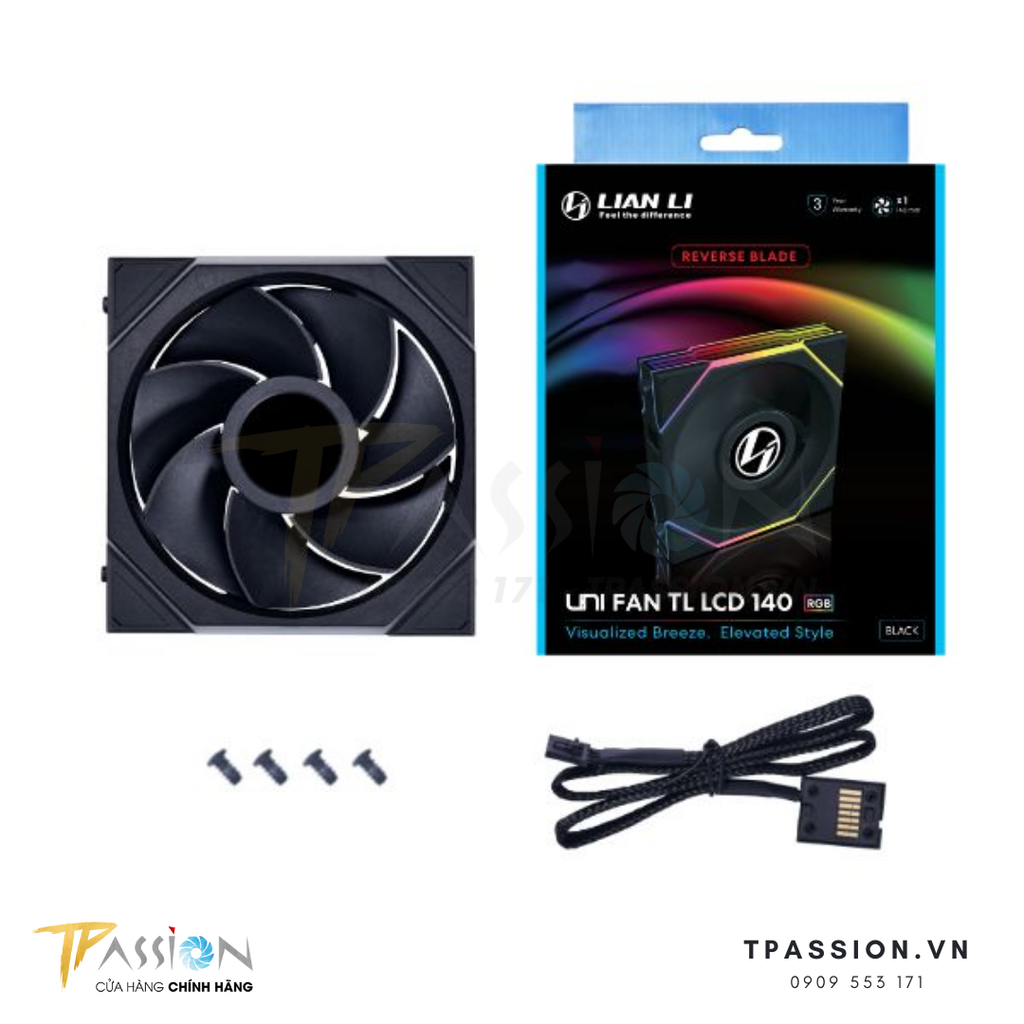 Quạt tản nhiệt LIAN LI UNI FAN TL LCD 120 / 140 | REVERSED BLADE | BLACK / WHITE | CÁNH NGƯỢC