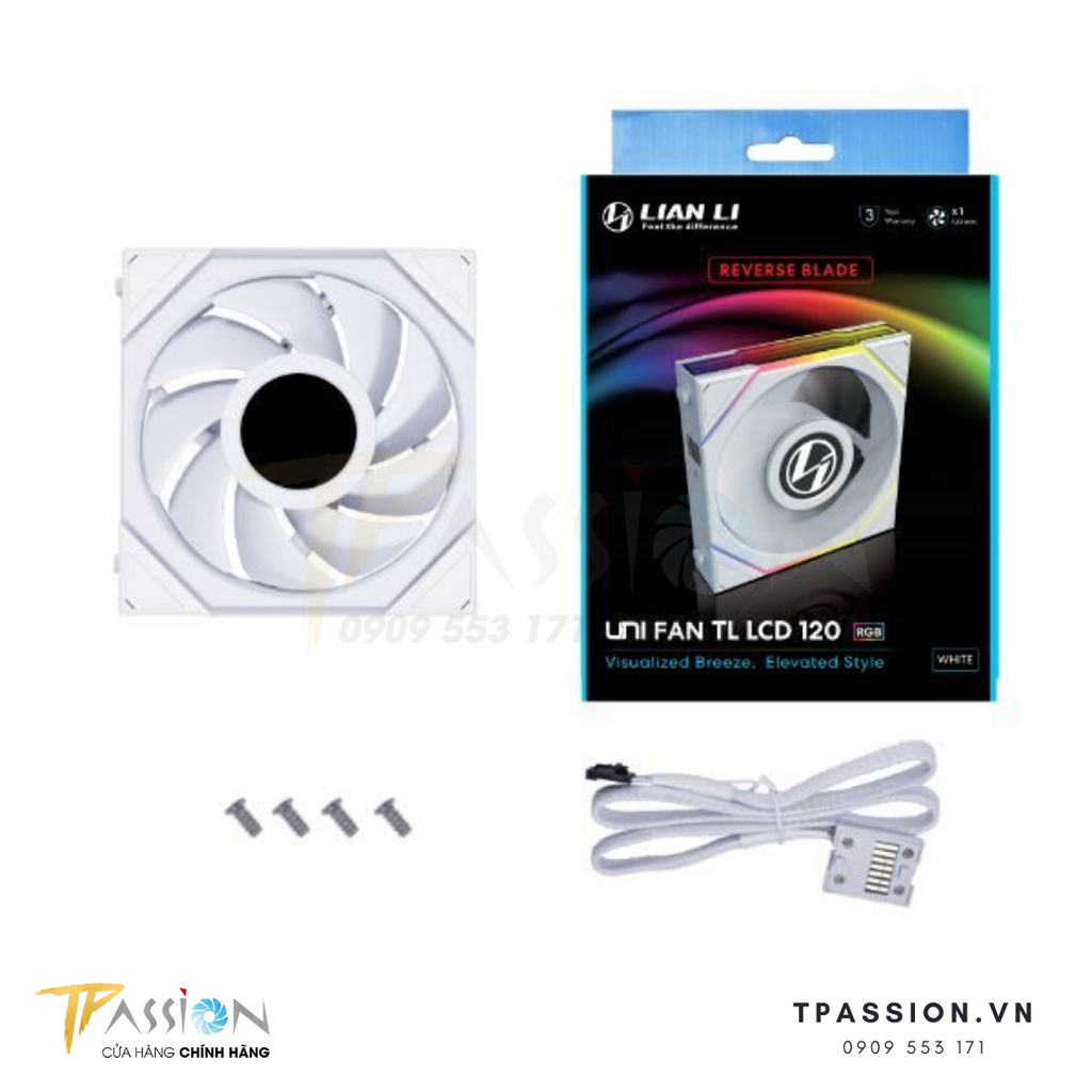 Quạt tản nhiệt LIAN LI UNI FAN TL LCD 120 / 140 | REVERSED BLADE | BLACK / WHITE | CÁNH NGƯỢC