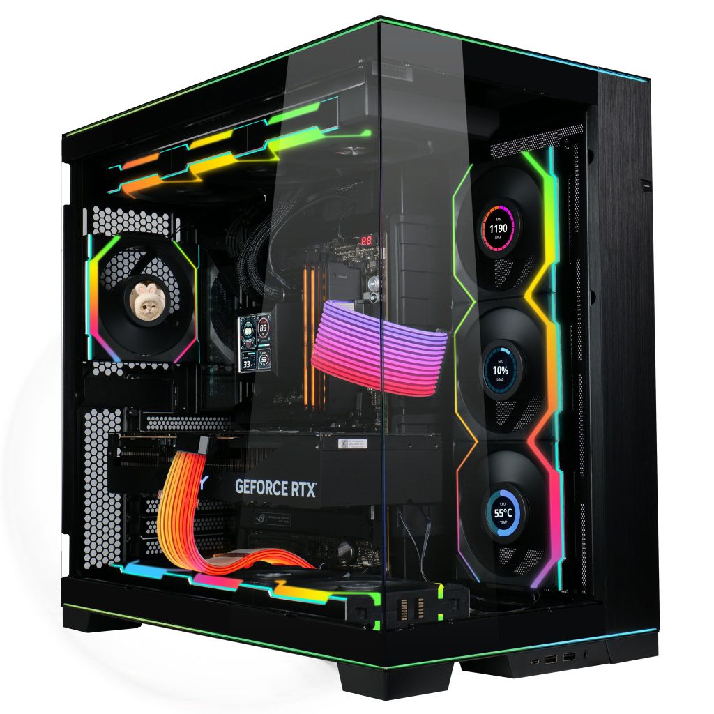 Fan Case LIAN LI UNI FAN SL WIRELESS LCD 120 | TRIPPLE PACK - BLACK (BỘ 3 CÁI KÈM HUB USB - CÁNH THUẬN)