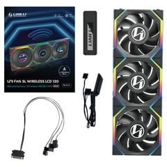Fan Case LIAN LI UNI FAN SL WIRELESS LCD 120 | TRIPPLE PACK - BLACK (BỘ 3 CÁI KÈM HUB USB - CÁNH THUẬN)