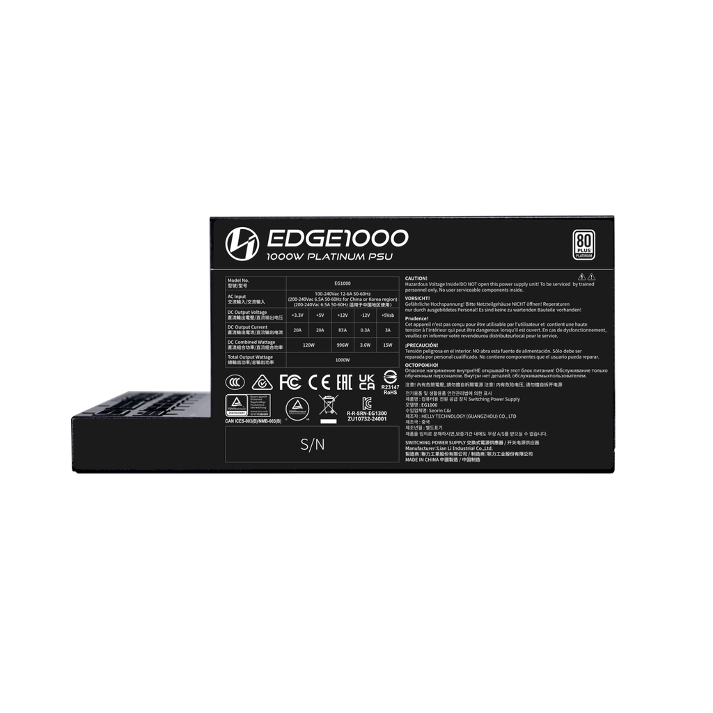 Nguồn PSU LIAN LI EDGE SERIES EG1000 - 1000W - BLACK (ATX3.1/80+PLATINUM/FULL MODULAR/PCIe5.1)