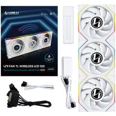 Fan Case LIAN LI UNI FAN TL WIRELESS LCD 120 | TRIPPLE PACK - WHITE (BỘ 3 CÁI KÈM HUB USB - CÁNH THUẬN)