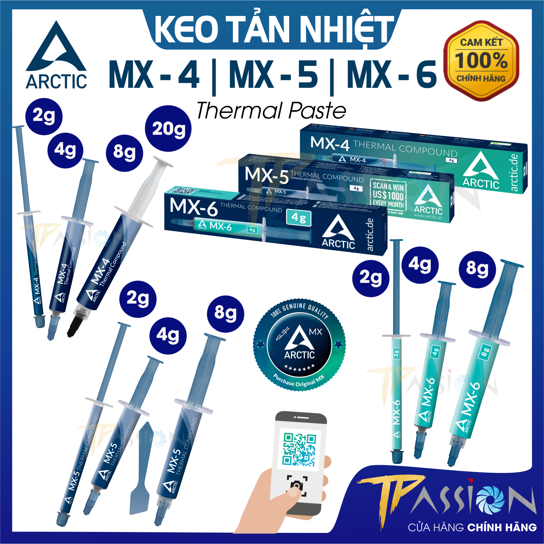 Keo tản nhiệt Arctic MX4 | MX6  - 2g, 4g, 8g, 20g, 45g - Mẫu mới