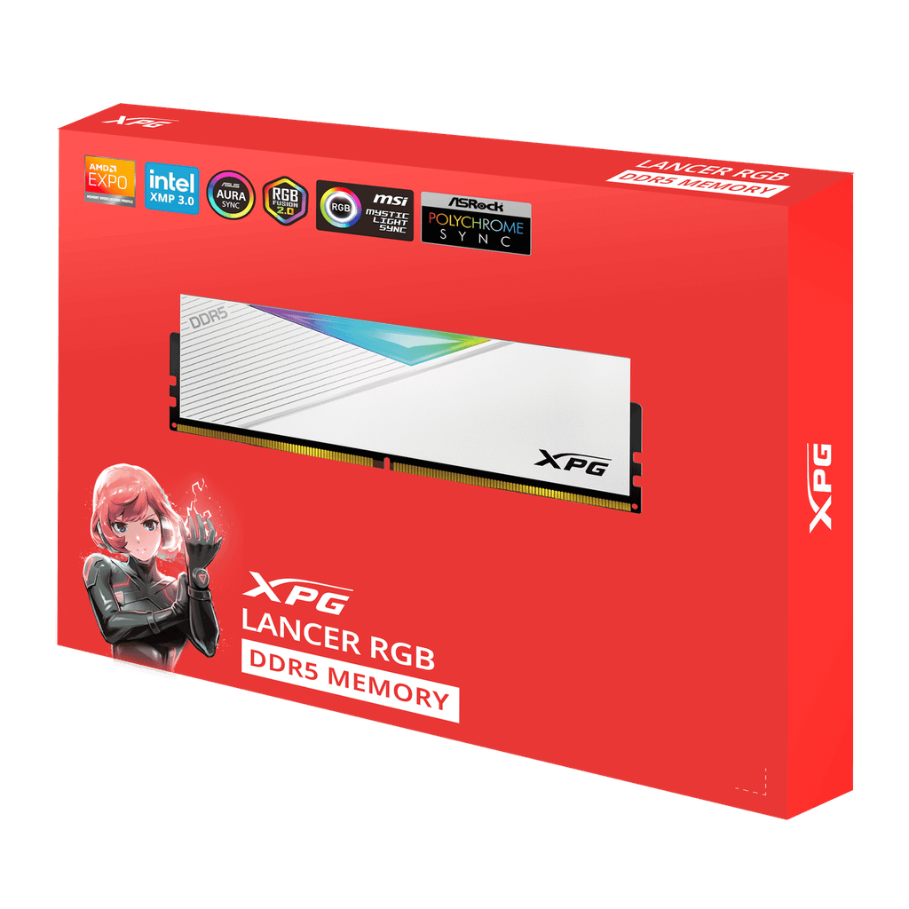 Bộ nhớ RAM PC ADATA XPG LANCER 64GB (2 x 32GB) DDR5 6000MHz - WHITE (AX5U6000C3032G-DCLARWH)