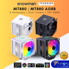 Tản nhiệt khí CPU SNOWMAN MT880 BLACK / WHITE (8 Ống đồng/2 tháp/LED ARGB 5V/LED RGB AUTO)