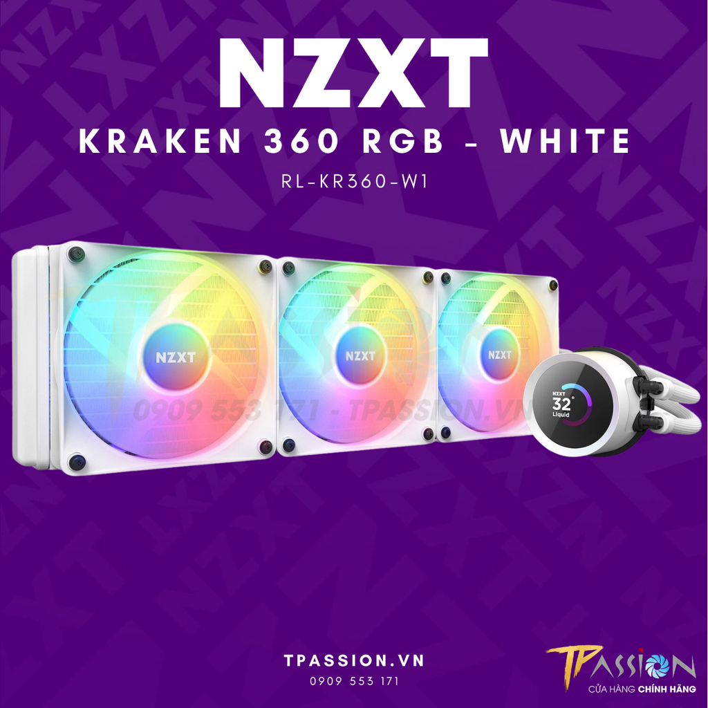 Tản nhiệt nước AIO CPU NZXT KRAKEN ELITE 360 RGB / 360 RGB (Black / White)  - Chính hãng BH 6 năm