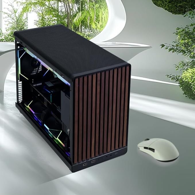 VỎ CASE MÁY TÍNH LIAN LI DAN A3 WOOD GLASS - mATX - BLACK (MATX/MFF/MẶT GỖ/KÍNH HÔNG)