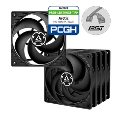 Bộ kit 5 quạt tản nhiệt Arctic P12 PWM PST Fan Black - Pack 5 Fan Case (ACFAN00137A)