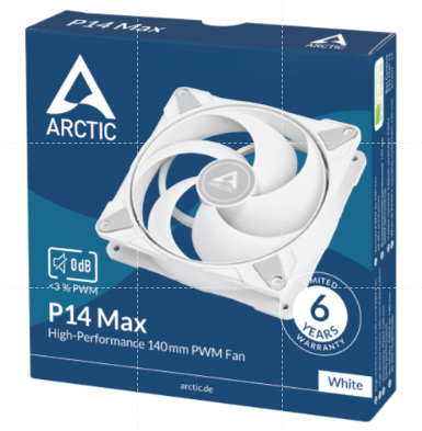 ARCTIC P14 Max 14cm PWM Black PC Case Fan – Fluid Dynamic Bearing, 2800RPM, 95CFM, Rev.2, 6-Year Warranty!