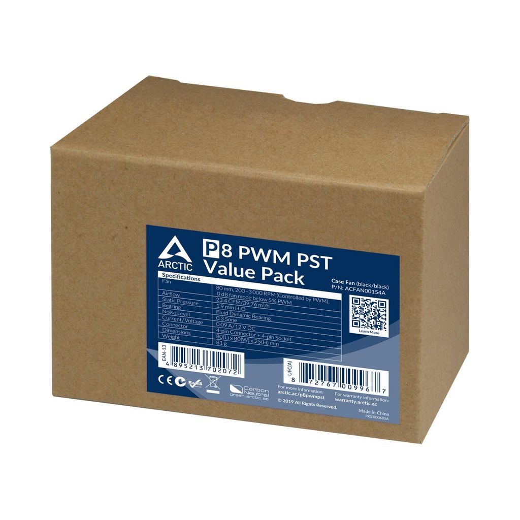QUẠT TẢN NHIỆT ARTIC  P8 PWM PST | PACK 5 FAN