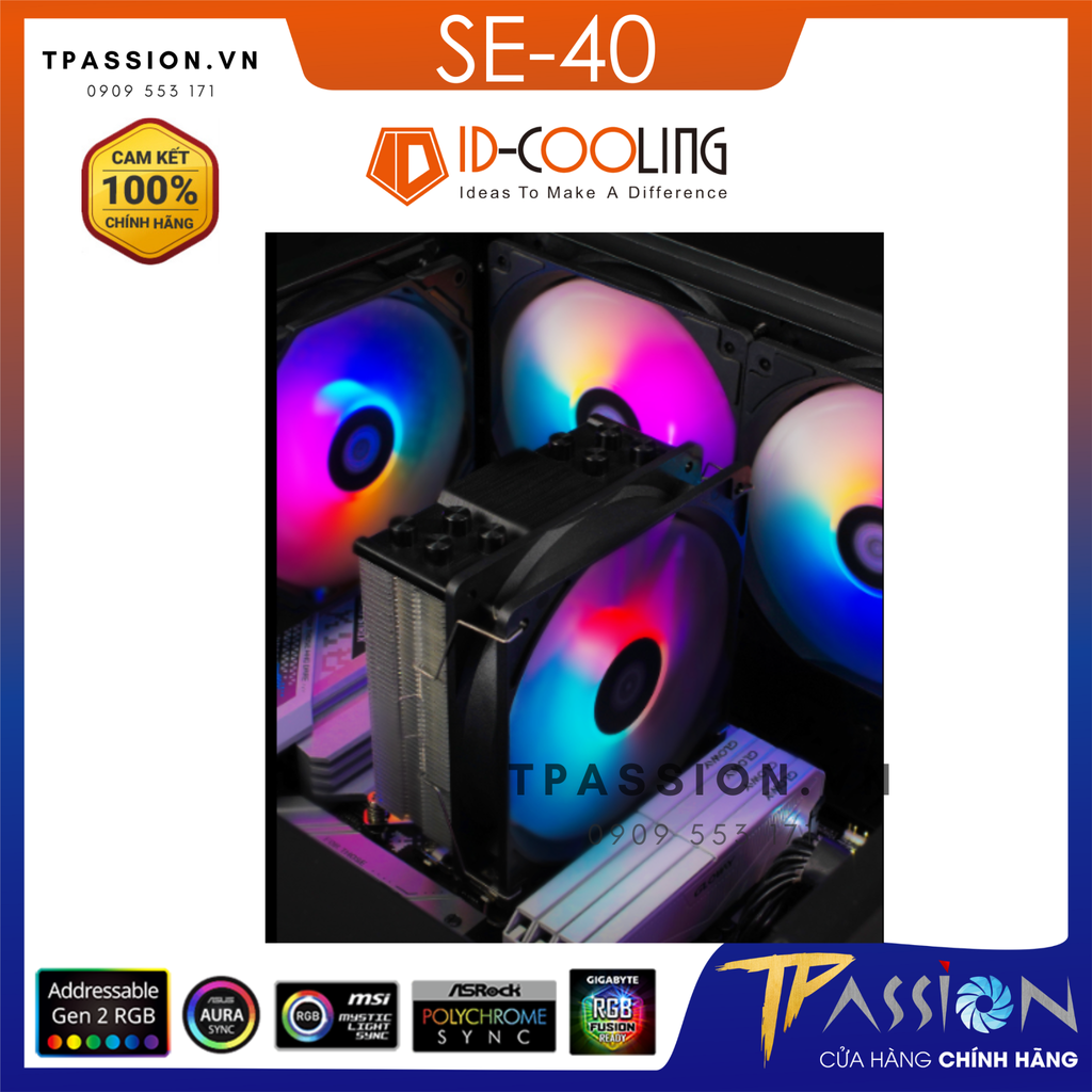 TẢN NHIỆT KHÍ CPU ID COOLING SE-40 LED RGB | BLACK