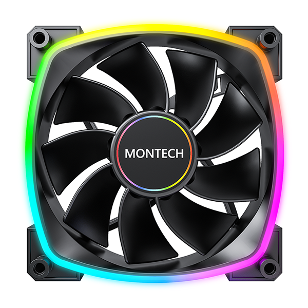 Quạt Fan Case MONTECH RX140 PWM REVERSE - BLACK | WHITE (140mm/LED viền ARGB/Cánh ngược)