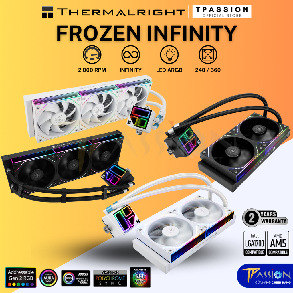 Tản nhiệt nước CPU AIO THERMALRIGHT FROZEN INFINITY 240 |  ARGB BLACK / WHITE | FI240