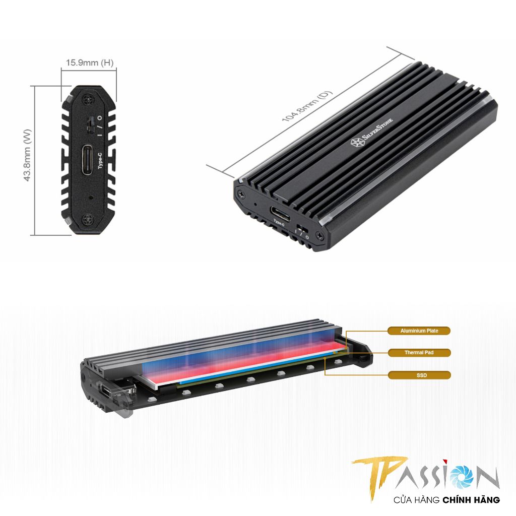 Box ổ cứng SSD M2 SILVERSTONE SST - MS13 LED RGB