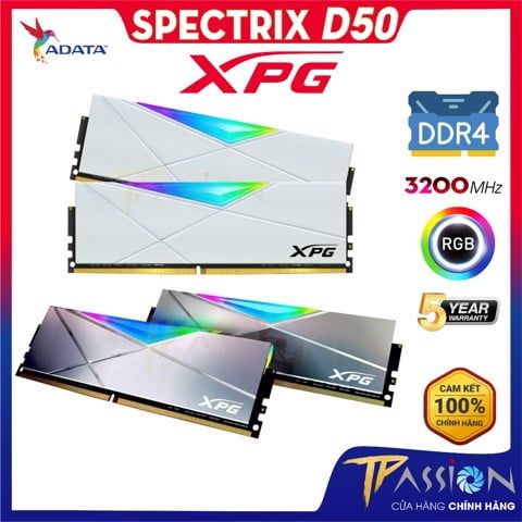 Ram ADATA XPG D50 Bus 3200MHz   | 8GB | GREY - WHITE LED RGB