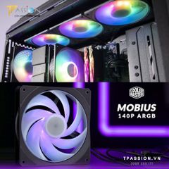 Quạt Fan Case 14cm Cooler Master MOBIUS 140P ARGB - Chính hãng, tản nhiệt tốc 1900RPM, PWM, LED 5V Rainbow Sync