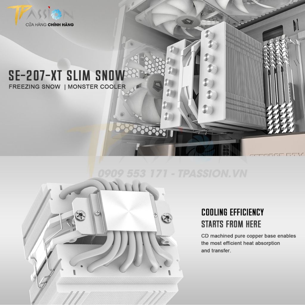 Tản nhiệt CPU ID-Cooling SE-207-XT SLIM BLACK / WHITE - Chính hãng, 7 ống đồng, sk 1700 SE 207