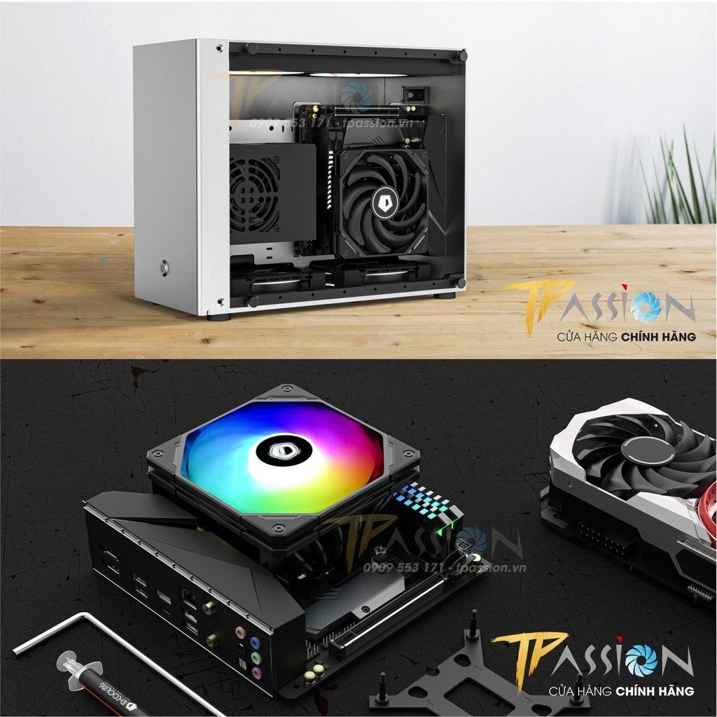 Tản nhiệt khí CPU ID-Cooling IS-55 BLACK | WHITE LED ARGB - Chính hãng, Slim fan, ITX, mITX, HTPC, hỗ trợ LGA1700