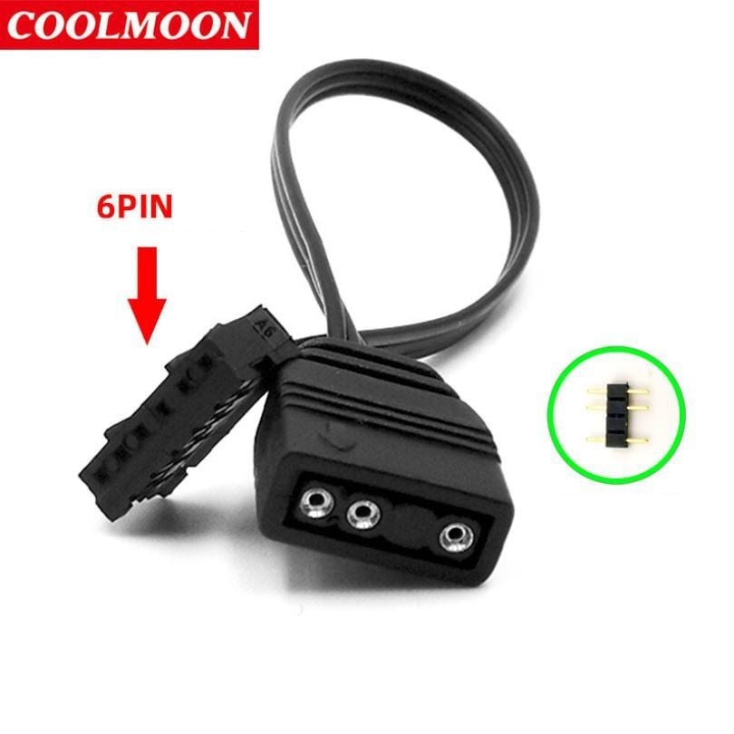 Dây chuyển cổng 4 Pin | 6 Pin Hub Coolmoon ra cổng LED ARGB 3 Pin 5V