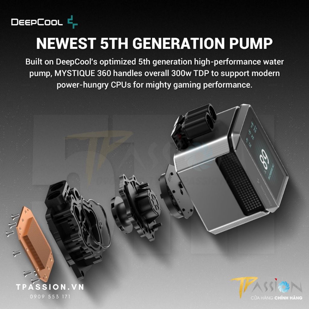 Tản nhiệt nước AIO CPU DEEPCOOL MYSTIQUE 240 | 360 MÀN HÌNH LCD - bơm LED ARGB 5V