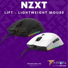 Chuột máy tính PC Gaming NZXT LIFT (White / Black) - Lightweight Symmetrical Mouse - Chính hãng, 16.000 DPI, có dây