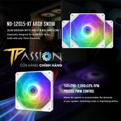Quạt tản nhiệt fan case 12cm ID-Cooling NO-12015-XT ARGB | Trắng - Slim fan 15mm, tốc 2000rpm, điều tốc PWM, sync LED 5V