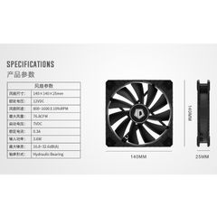 Quạt fan case 14cm ID-Cooling XF-14025-SD - Chính hãng, Quạt tản nhiệt Radiator XF 14025 điều tốc 4Pin PWM, sức gió cao