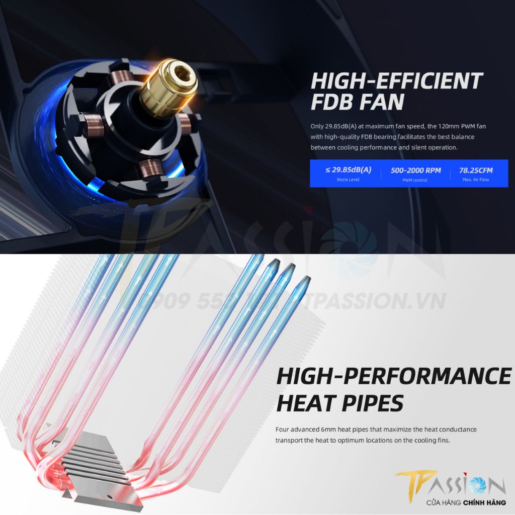 Tản nhiệt khí CPU ID-Cooling FROZN A410 DK BLACK / DW WHITE - Chính hãng BH 36 tháng, 2 quạt HEF, PWM, AM5, 1700, 1851