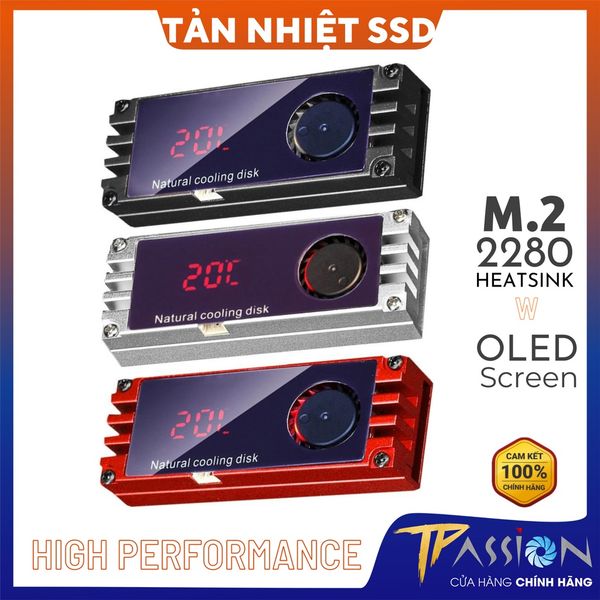 Tản nhiệt ổ cứng SSD M2 GLOTREND HF-01 Màn hình OLED hiển thị nhiệt độ tích hợp quạt tản nhiệt