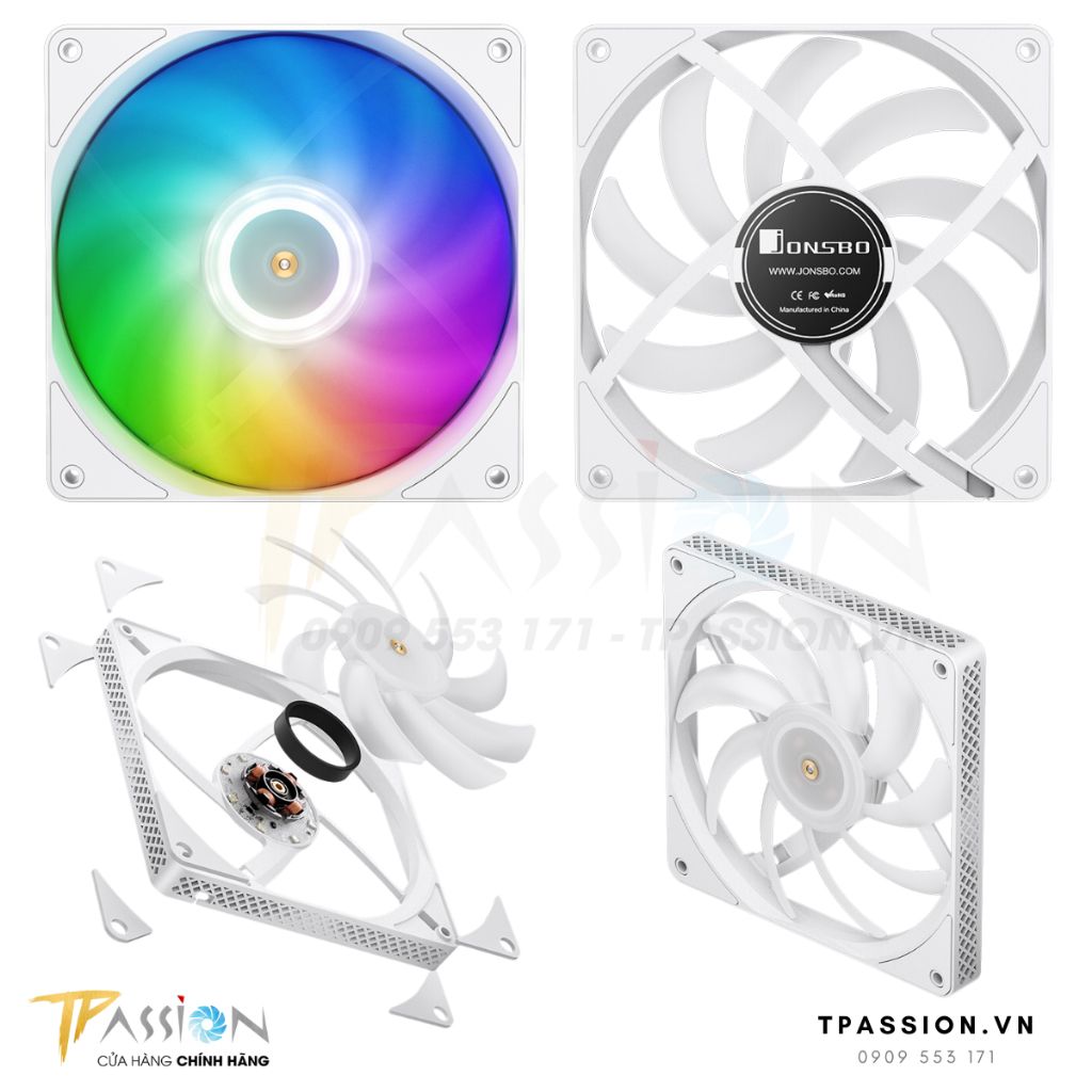 Quạt Fan Case 14cm JONSBO HF 1415 ARGB SLIM FAN | WHITE