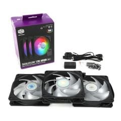 Bộ kit 3 quạt tản nhiệt Cooler Master Sickleflow 120 ARGB - Chính hãng, đủ Hub dây chia, Led 5v sync