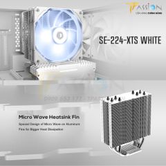 Tản nhiệt khí CPU ID-Cooling SE-224-XTS WHITE LED Trắng- Chính hãng, SE-224-W 224XT Toàn trắng, hiệu năng cao