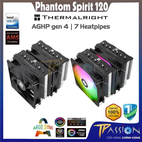 Tản nhiệt khí CPU Thermalright Phantom Spirit 120 SE AGHP Gen 4 BLACK | LED ARGB | PS120 SE