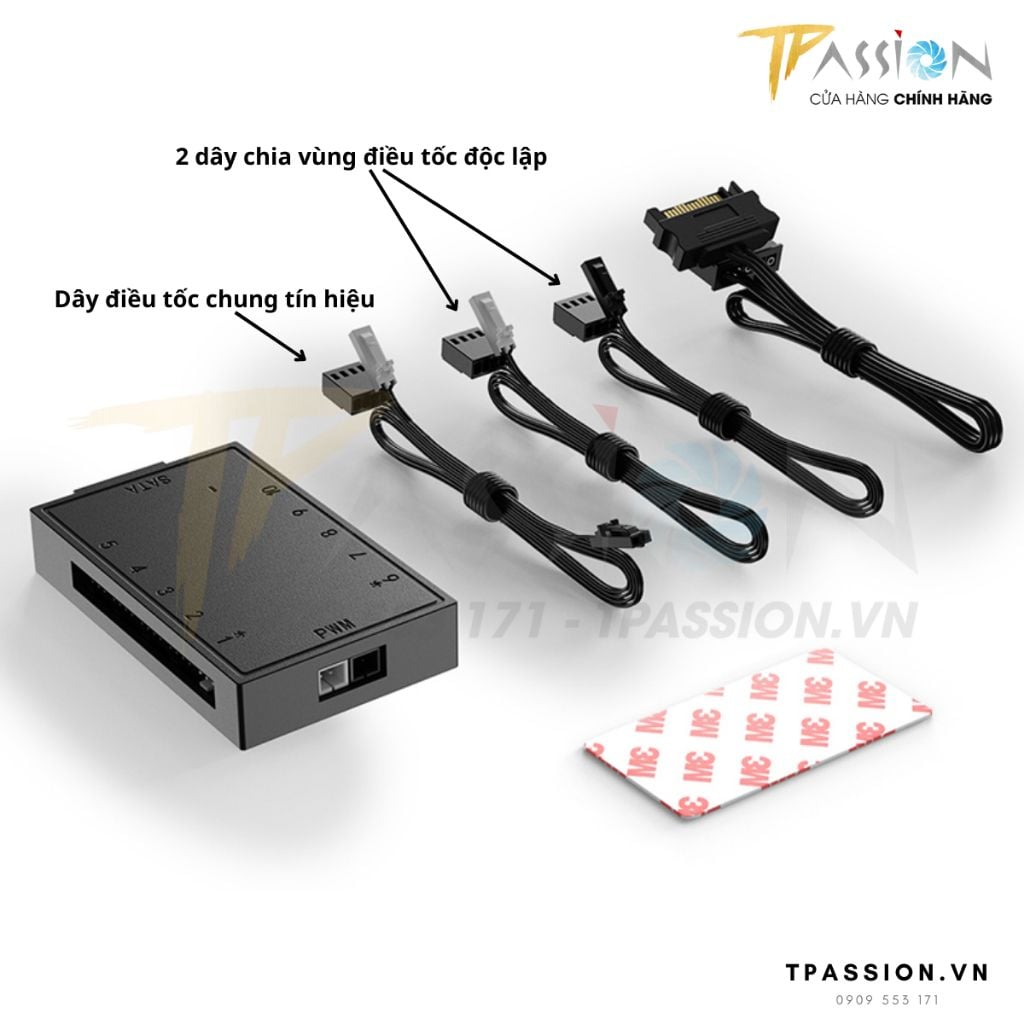 Bộ hub chia nguồn quạt ID-Cooling FH-10 PWM - Chính hãng, 10 cổng 4pin PWM, 3pin 4pin Fan case