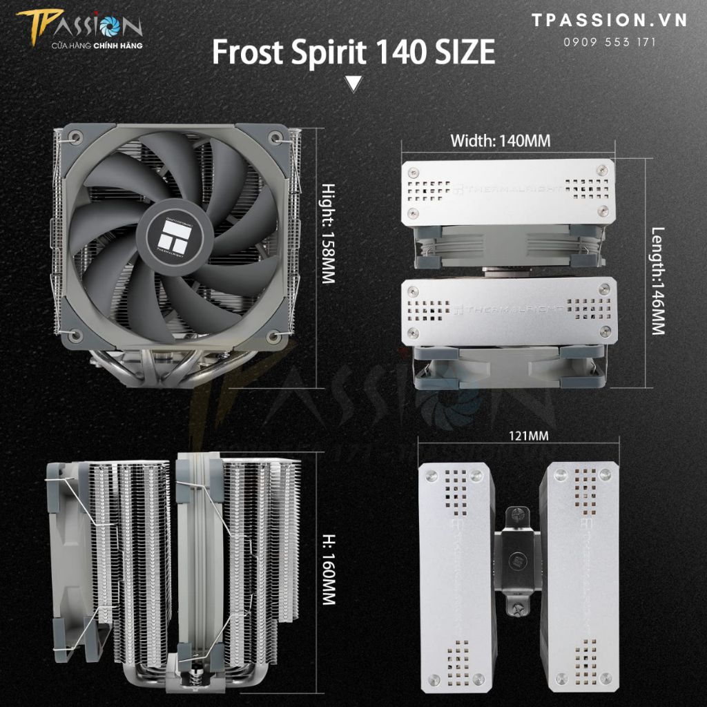Tản nhiệt khí Thermalright Dual-Tower Frost Spirit 140 AGHP Gen 3 – FS140 Chính hãng, CPU Cooler, tản tháp 2 fan PWM