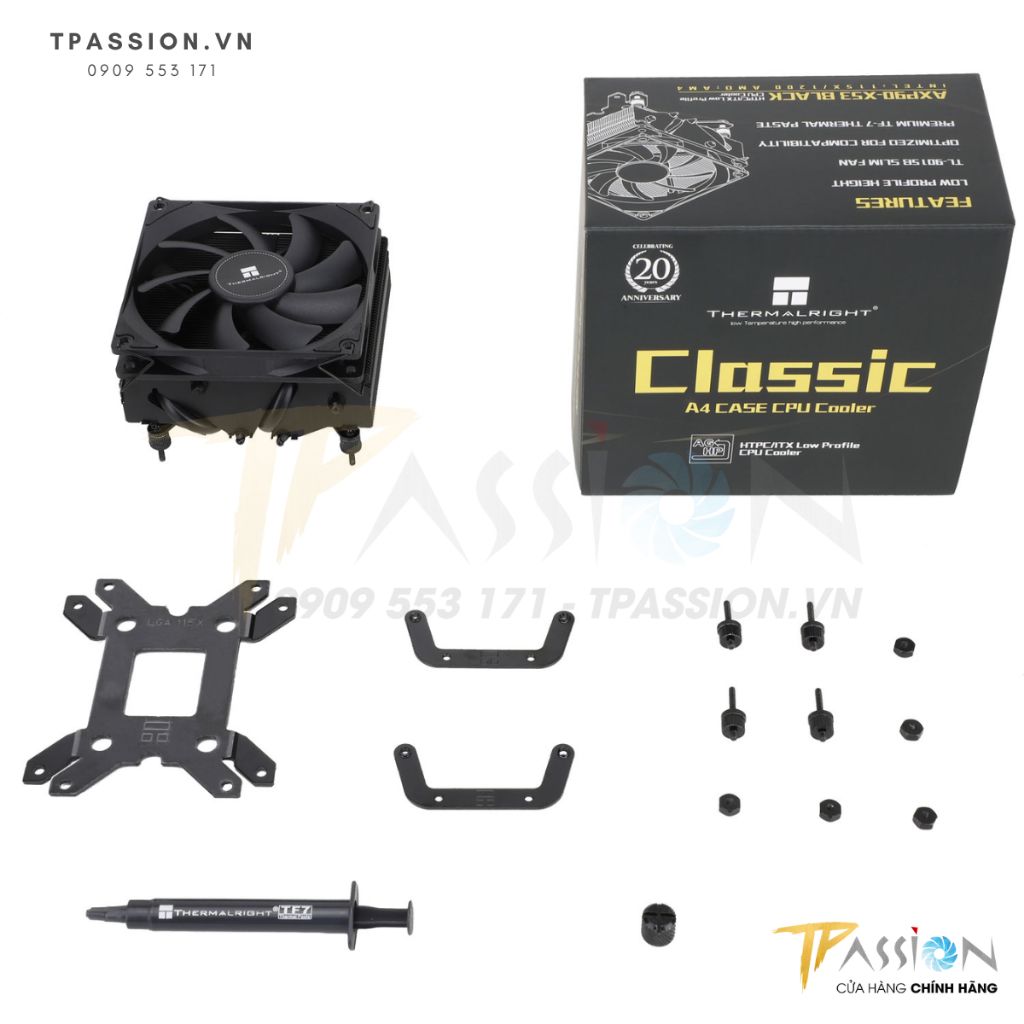 Tản nhiệt khí CPU Thermalright AXP90 - X53 BLACK / GREY - Chính hãng, topdown, PWM, ITX, mITX, HTPC