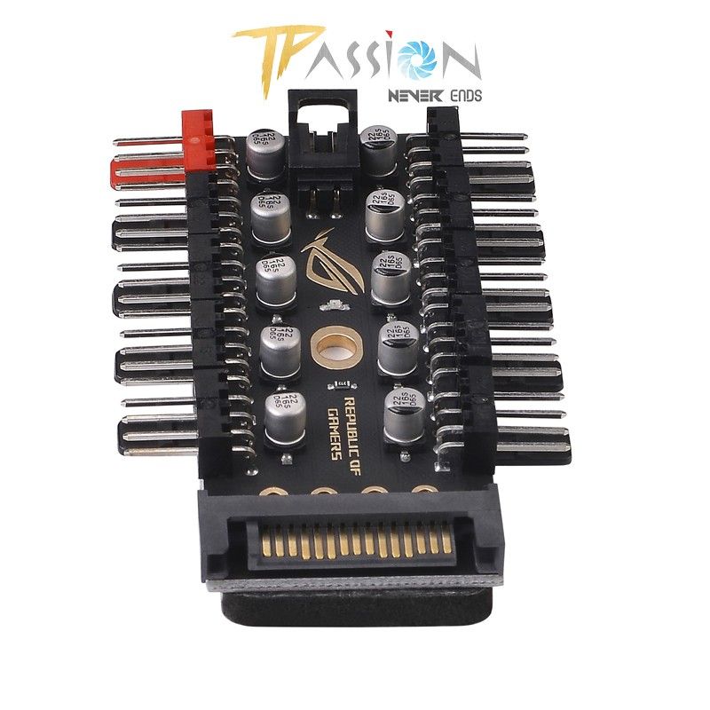 HUB ROG chia 10 cổng Fan Case 4 pin PWM có nguồn phụ SATA | MOLEX