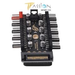 HUB ROG chia 10 cổng Fan Case 4 pin PWM có nguồn phụ SATA | MOLEX
