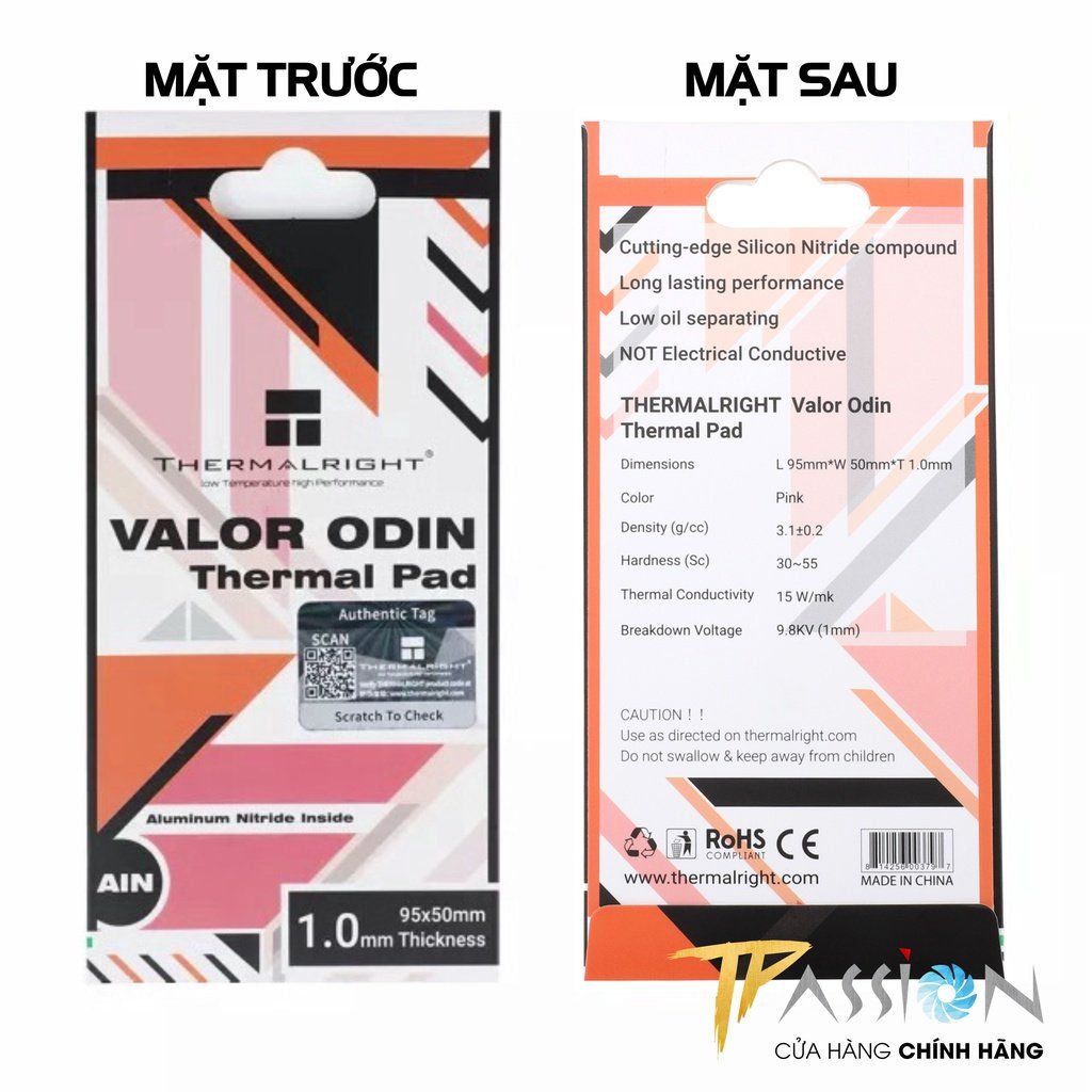 Miếng dán tản nhiệt ThermalRight VALOR ODIN Thermal Pad 15W/mk 95x50mm