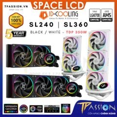 Tản nhiệt nước AIO CPU ID-COOLING SPACE LCD SL360 / SL240 ARGB BLACK / WHITE - Chính hãng BH 5 NĂM PWM, màn hình, LED 5v