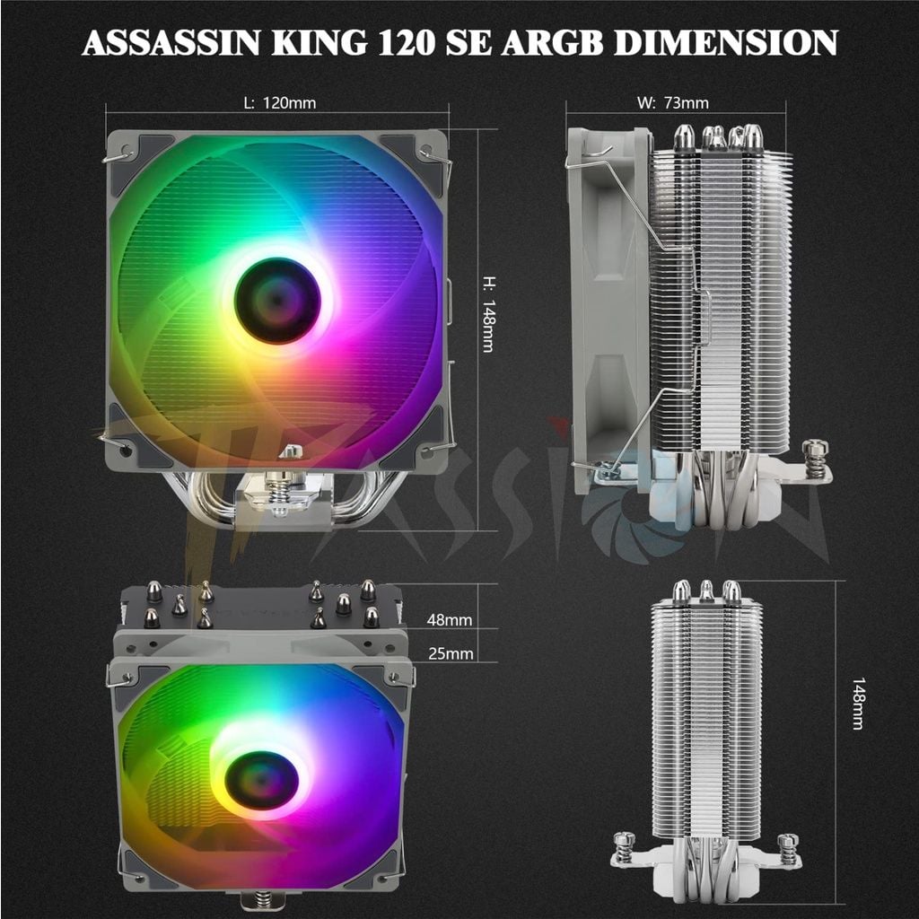 Tản nhiệt khí CPU Thermalright Assassin King 120 SE Đen | Trắng LED ARGB | AK120SE