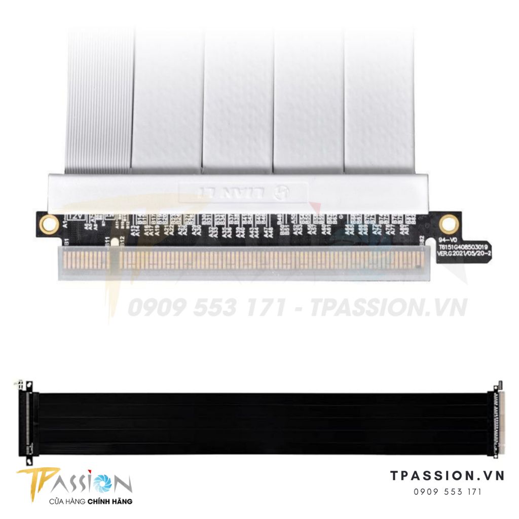 Dây Riser VGA GPU Lian Li 900mm PCIe 4.0 - Riser cable 90cm Đen PW-PCIV-4-90X /  Trắng PW-PCIV-4-90W - Chính hãng