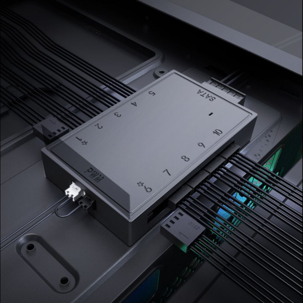 Bộ hub chia nguồn quạt ID-Cooling FH-10 PWM - Chính hãng, 10 cổng 4pin PWM, 3pin 4pin Fan case